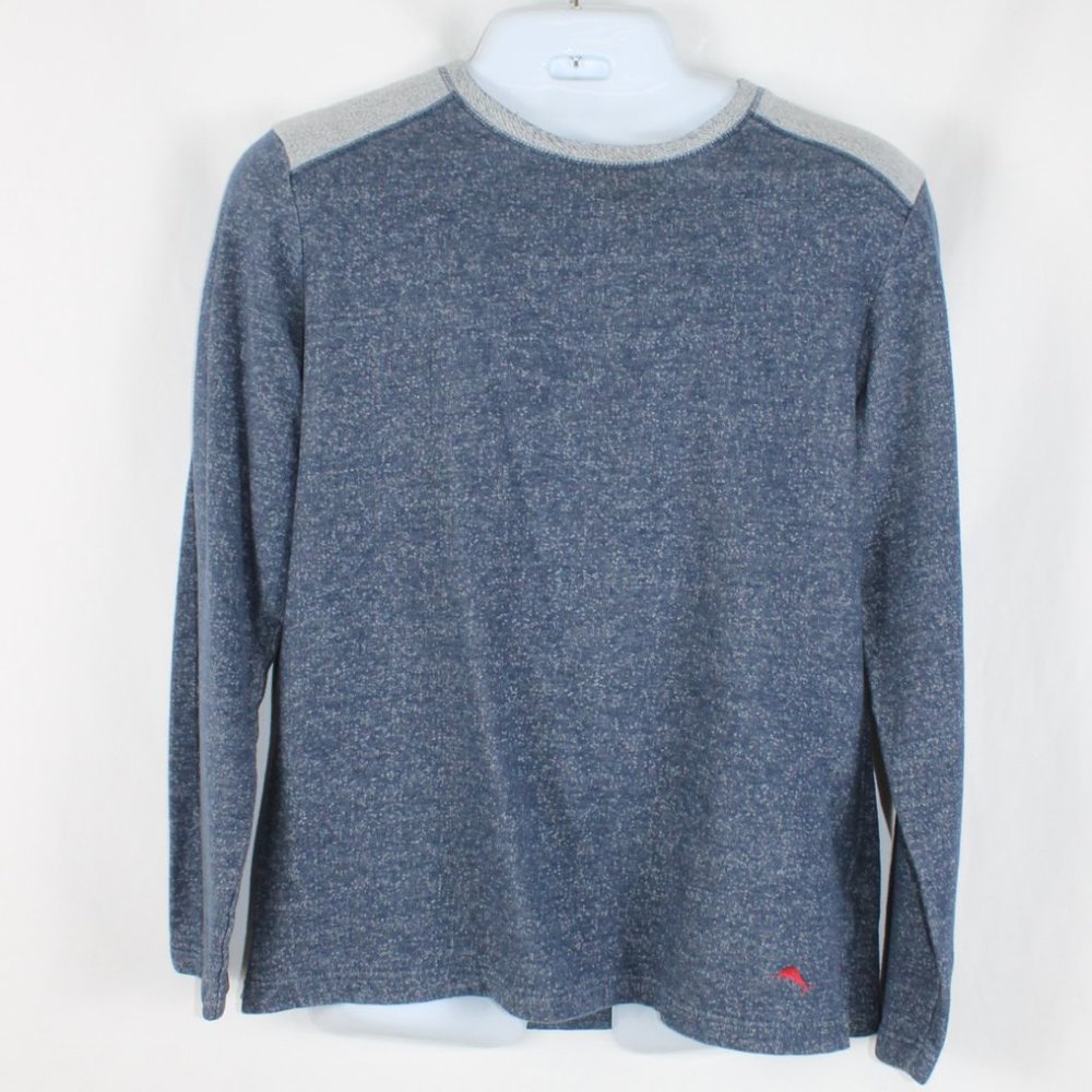 TOMMY BAHAMA Sweatshirt Mens Size Large Blue & Gray Crew Neck Long Sleeve Fleece
